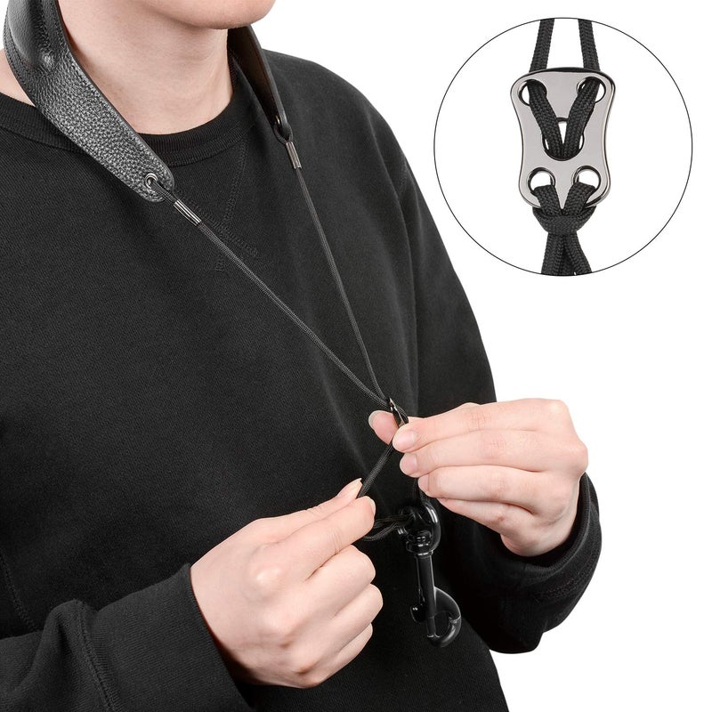 Rinastore BestSounds Rinastore Saxophone Strap Genuine Leather Sax Neck Strap with Soft Thick Pad for Soprano Tenor Alto Sax and Clarinets Oboes1 - Image 4